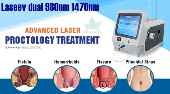 Consigliato dal medico Pali di fistole anali Emorroidi Chirurgia sinusale pilonidale Laser 980nm 1470nm Triangelmed Proctologia Chirurgia Macchina laser a diodi medici